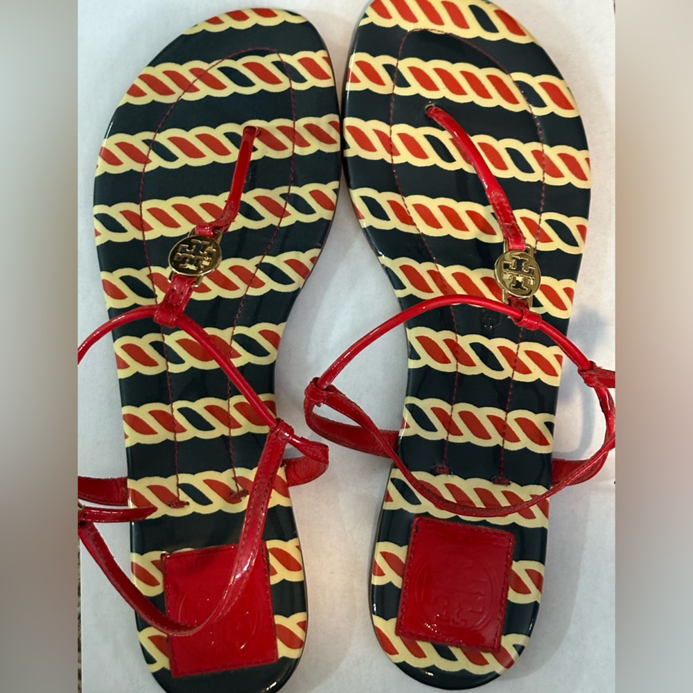 Tory Burch Emmy patent calfskin leather sandals size 9